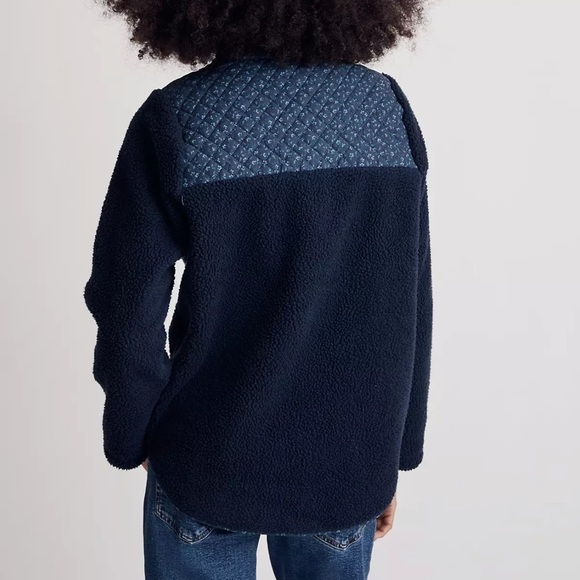 NWT Madewell (Re)sourced Sherpa Zip-Front Jacket in Navy Blue - Picture 5 of 10